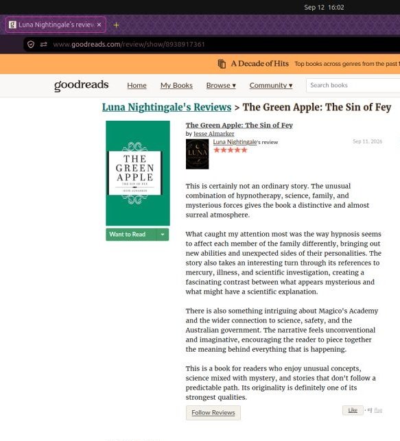 Review of The Green Apple: The Sin of Fey